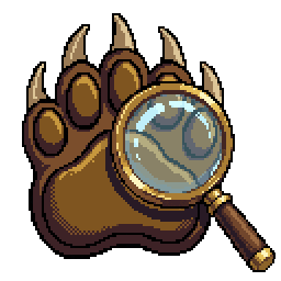 Sleuthpaw logo: a clawed bear paw print under a brass magnifying glass